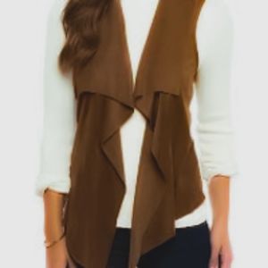 🎁 NWT FAUX SEUDE 89TH & MADISON BROWN DRAPE VEST 🎁
